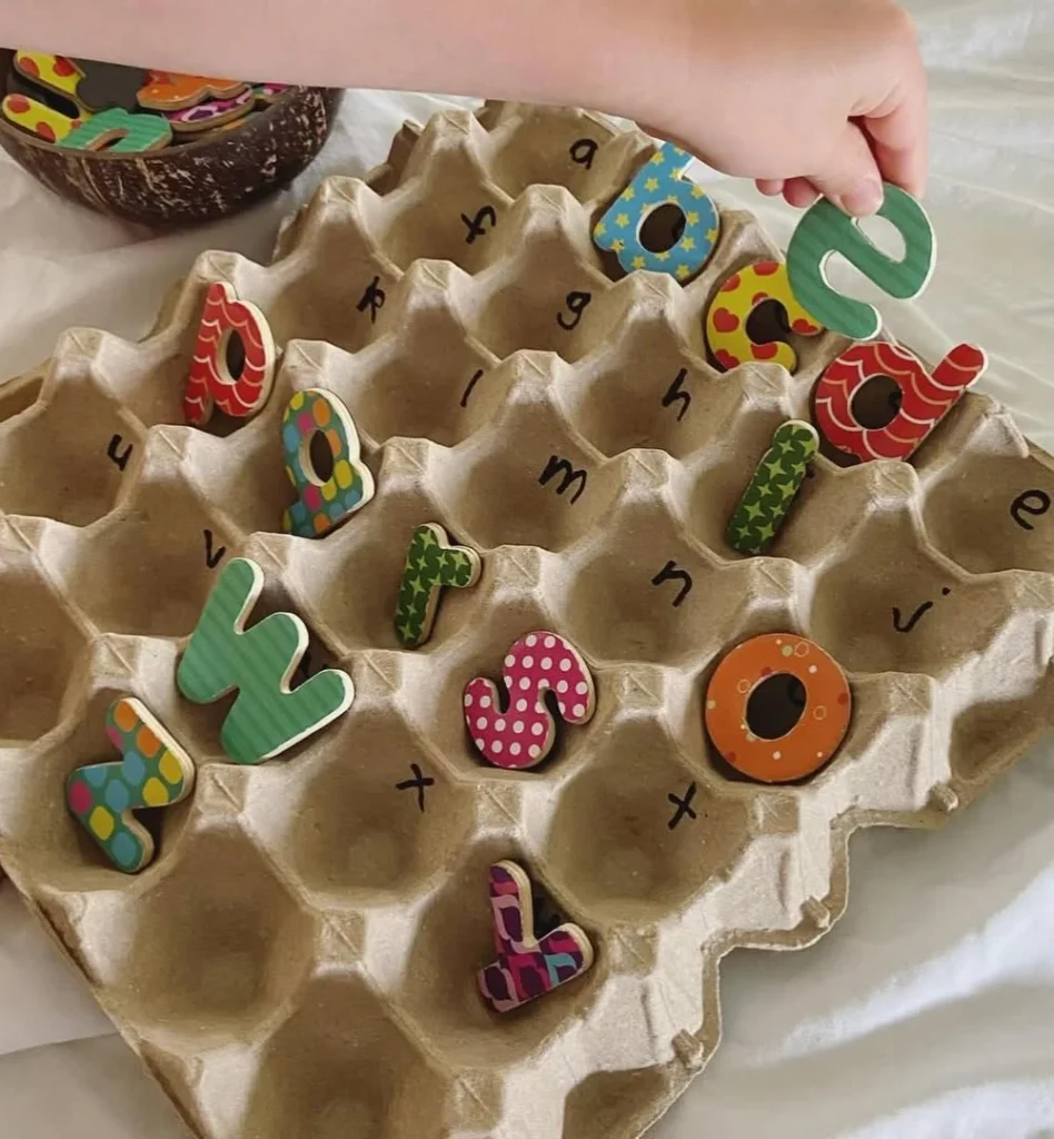 DIY Alphabet Sorting with Egg Carton