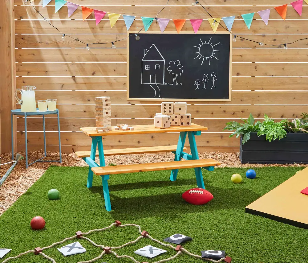 DIY Backyard Play Area with Artificial Turf and Multi-Activity Zones