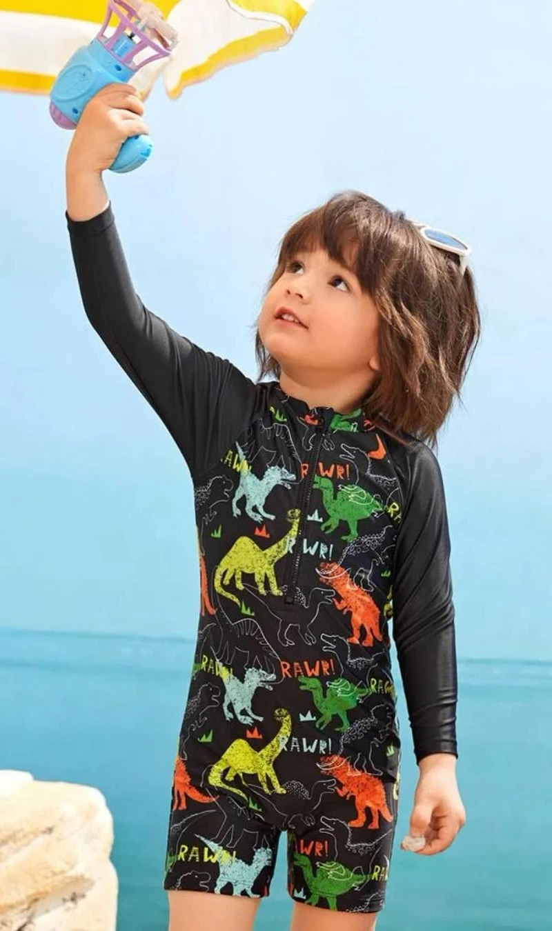 Dinosaur Rashguard Bodysuit for Beach Adventures
