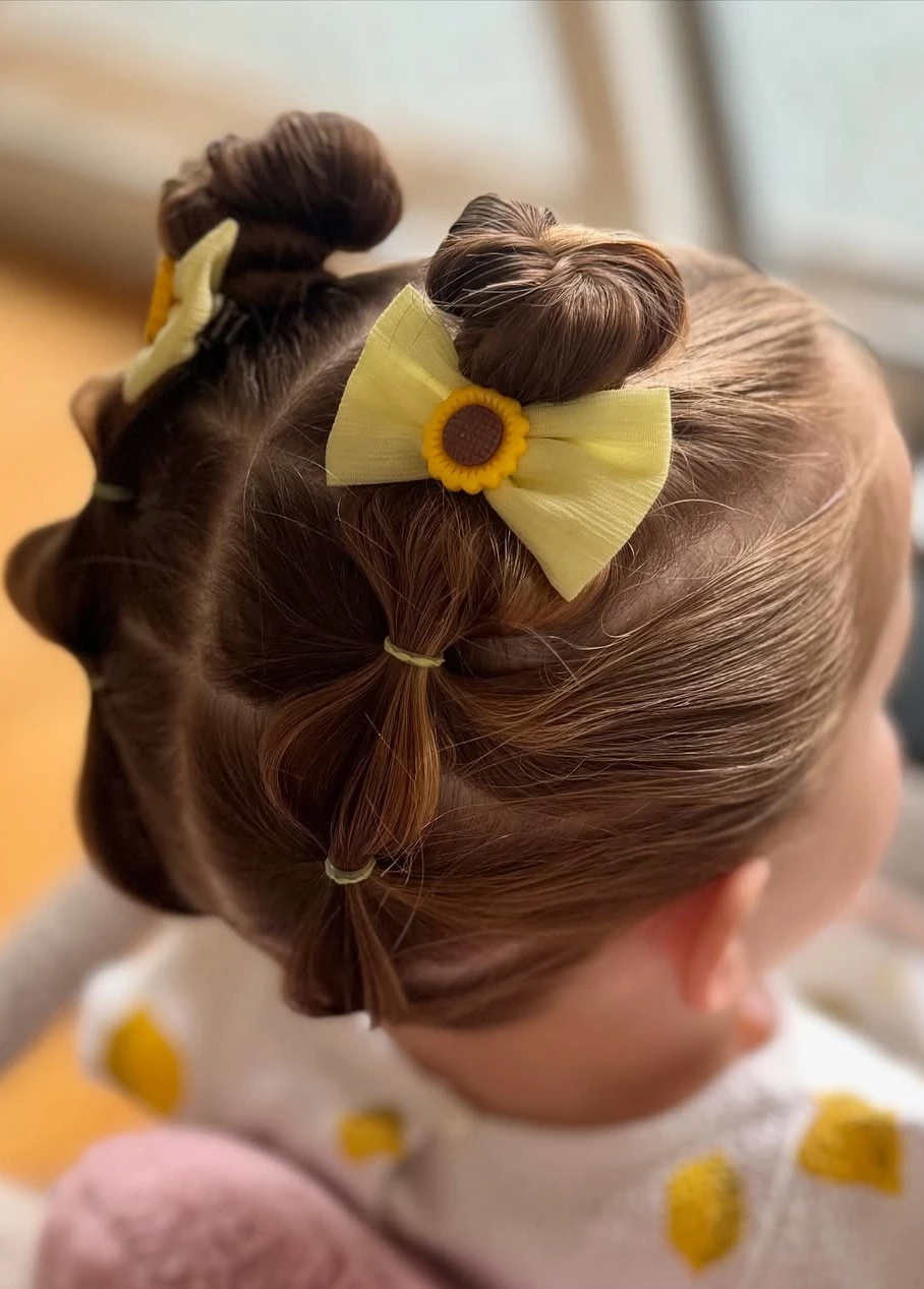 Double Space Buns with Sunflower Accent