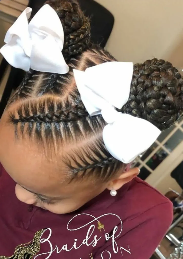 Feathered Cornrow Buns