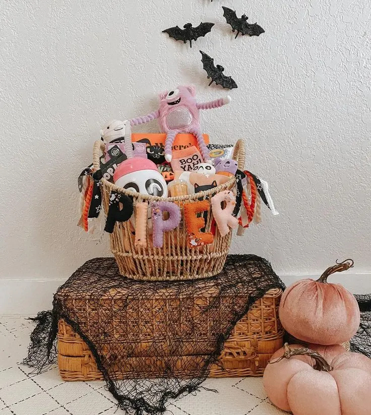 Felt Letter Personalized Woven Basket