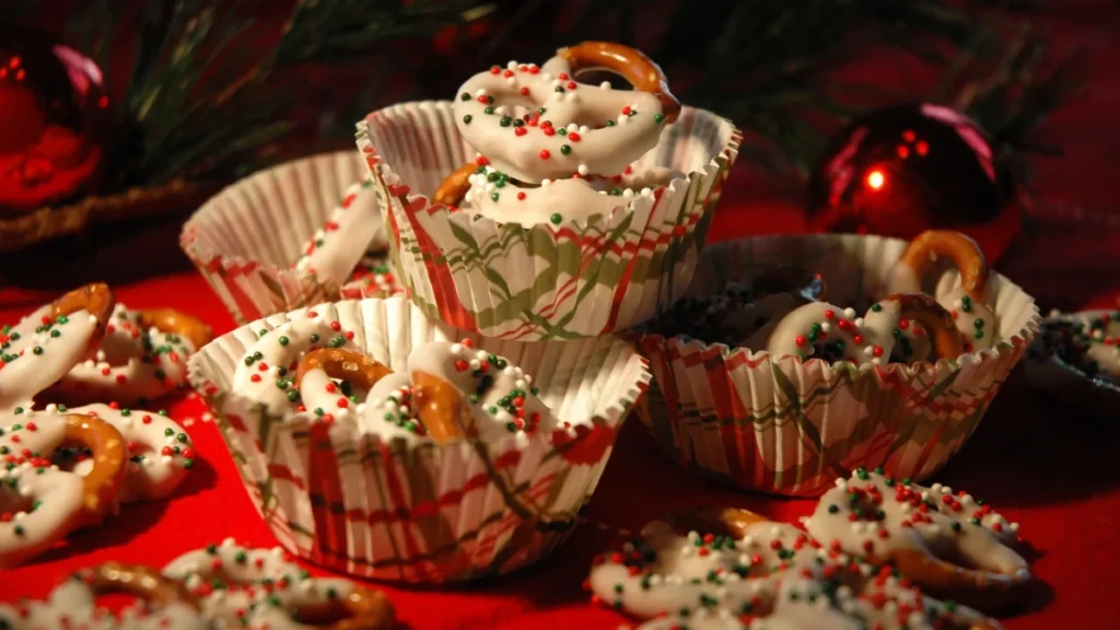 Festive Almond Bark Pretzels