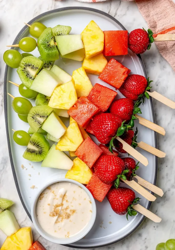 Fruit Kabobs with Honey Yogurt Dip
