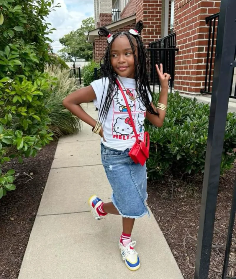 Graphic Tee With Denim Skirt