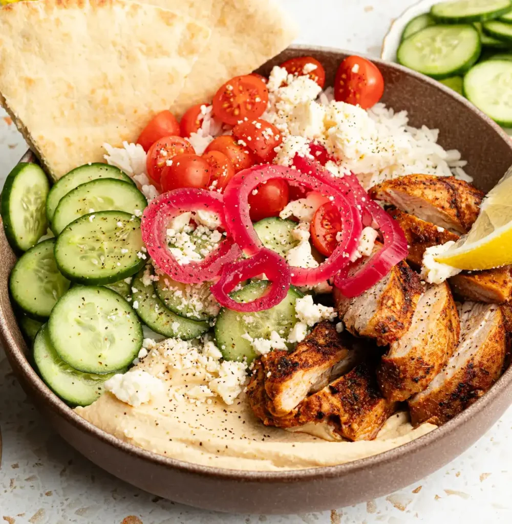 Greek Chicken Bowls with Cucumber and Feta