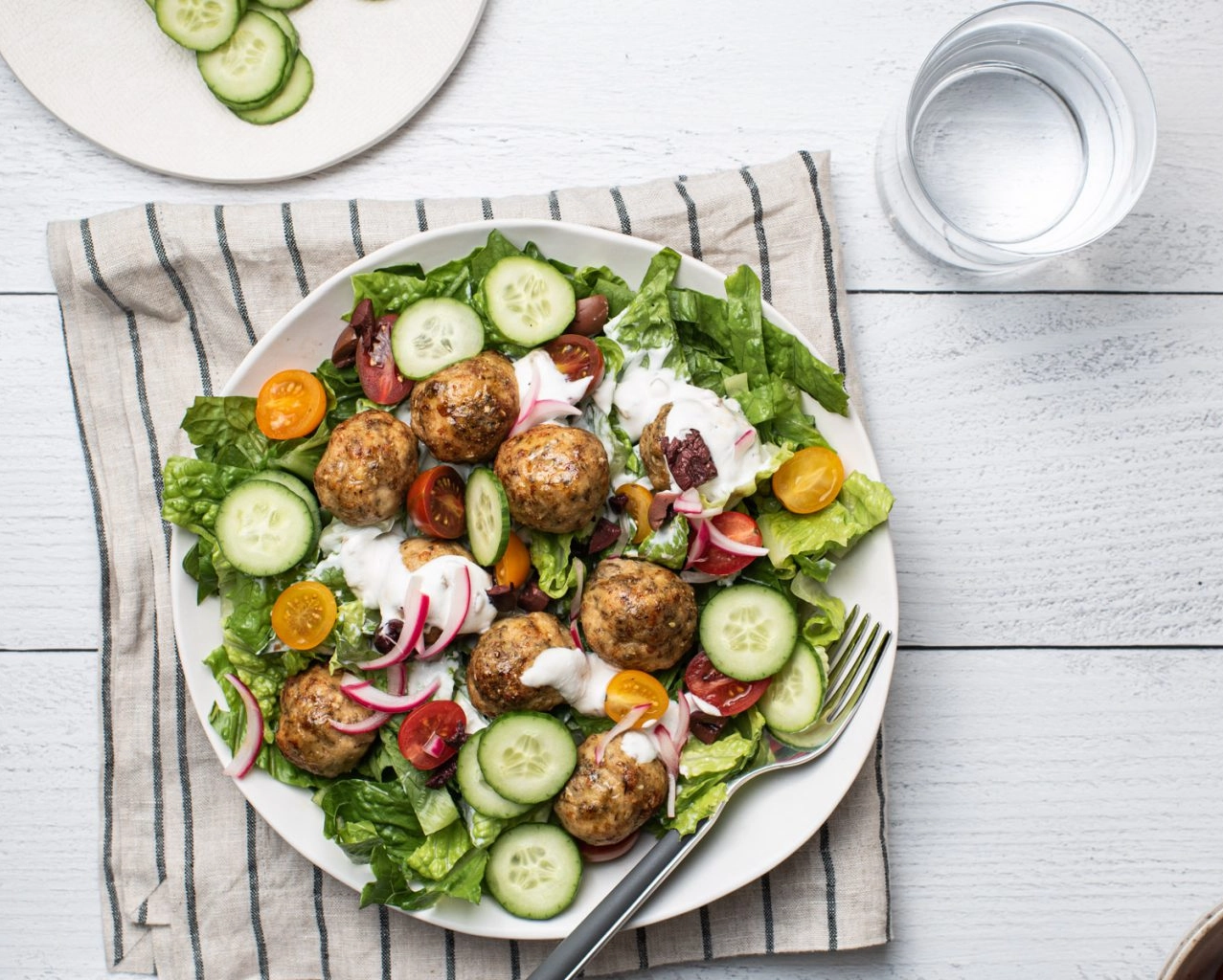Greek Turkey Meatball Salad