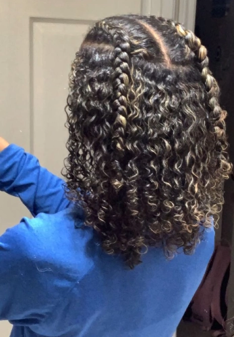 Half-Up Braided Crown on Natural Curls