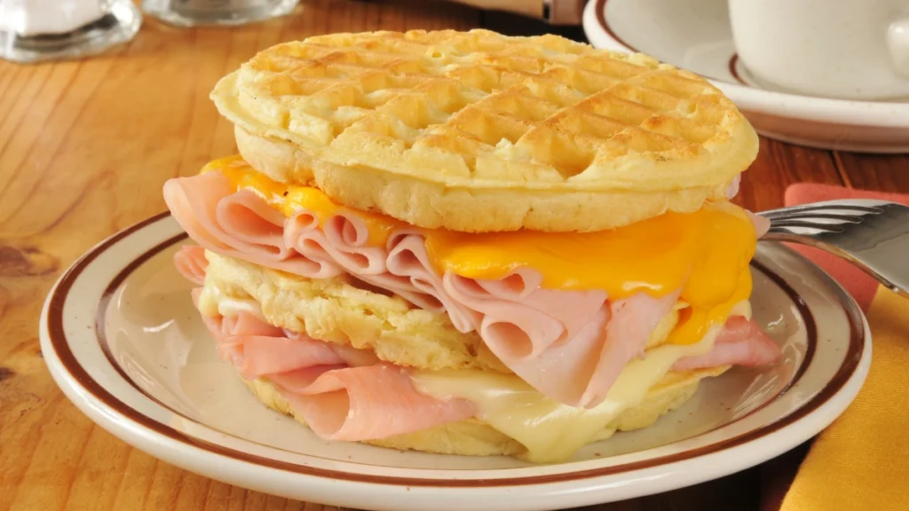 Ham and Cheese Waffle Sandwich