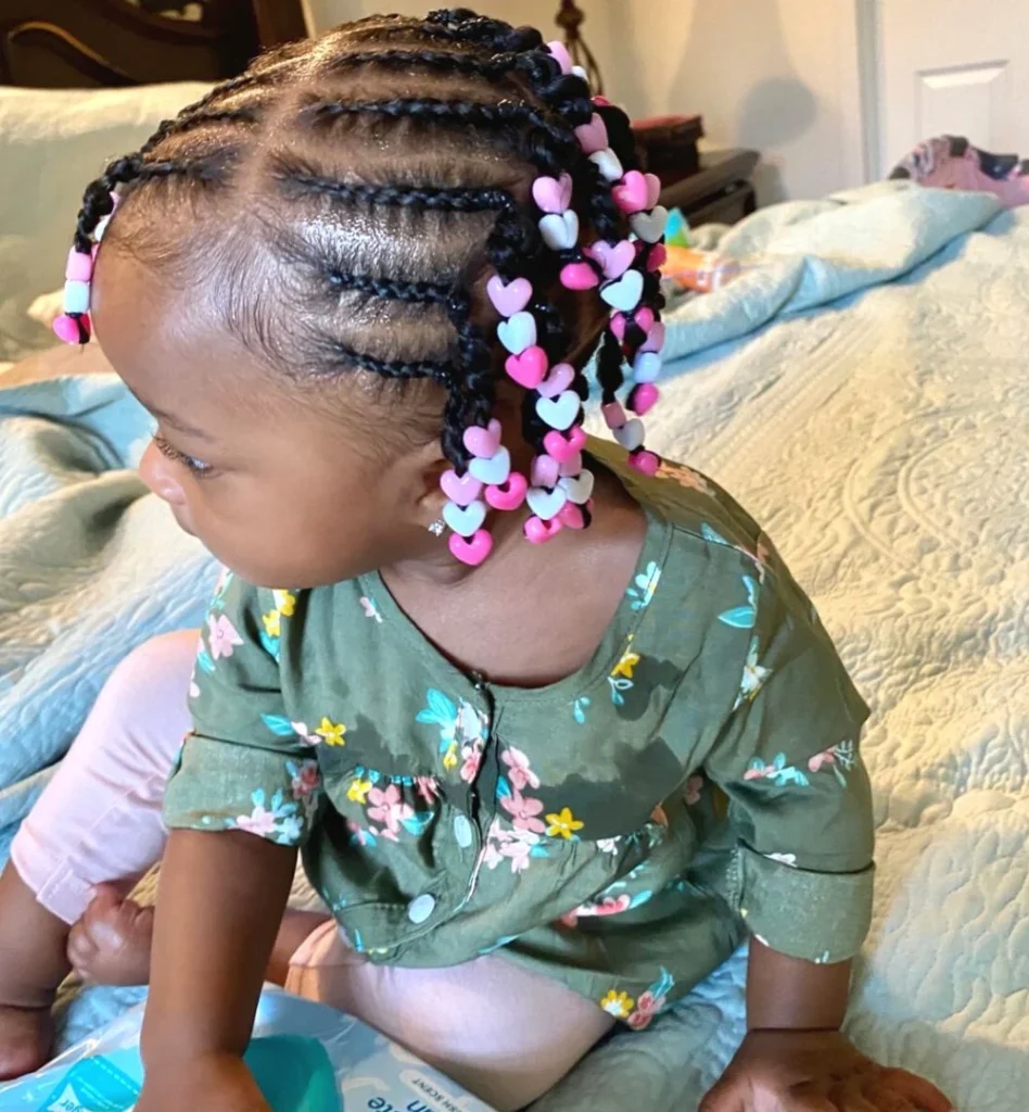 Heart-Beaded Cornrow Pigtails