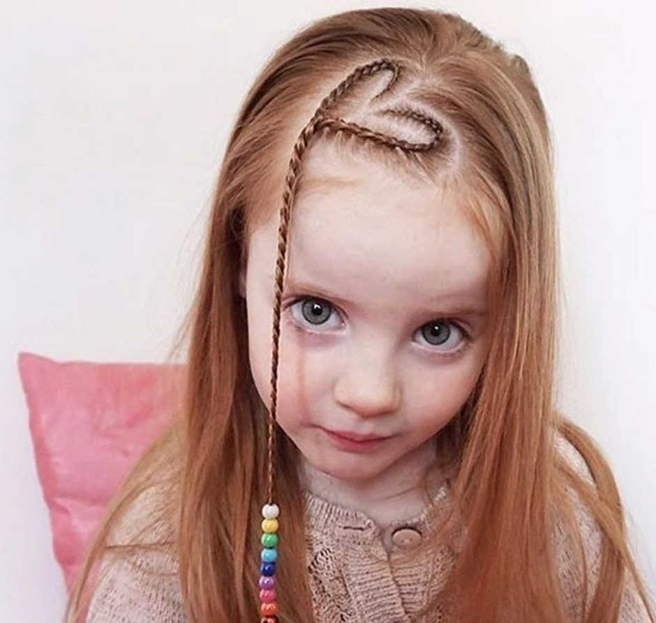 Heart Braid Accent with Rainbow Beads