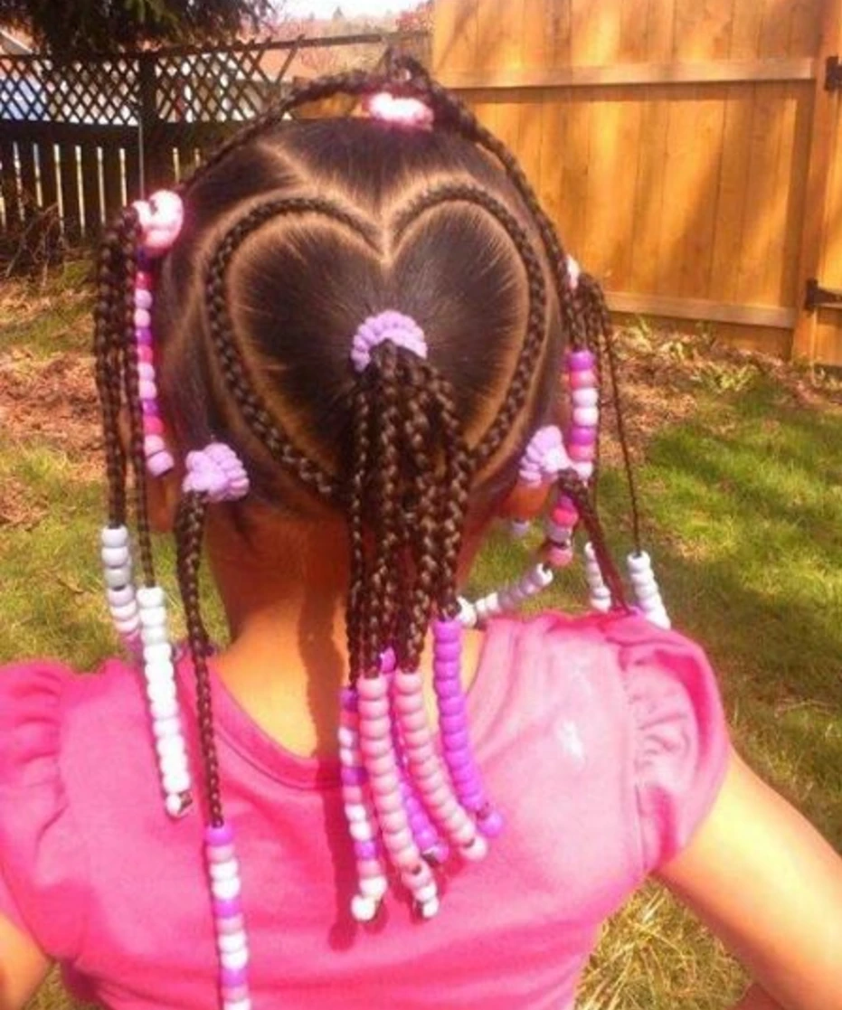 Heart-Shaped Braids with Pink Beads