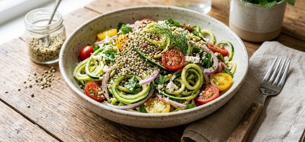 Hemp Seed Zucchini Noodle Salad