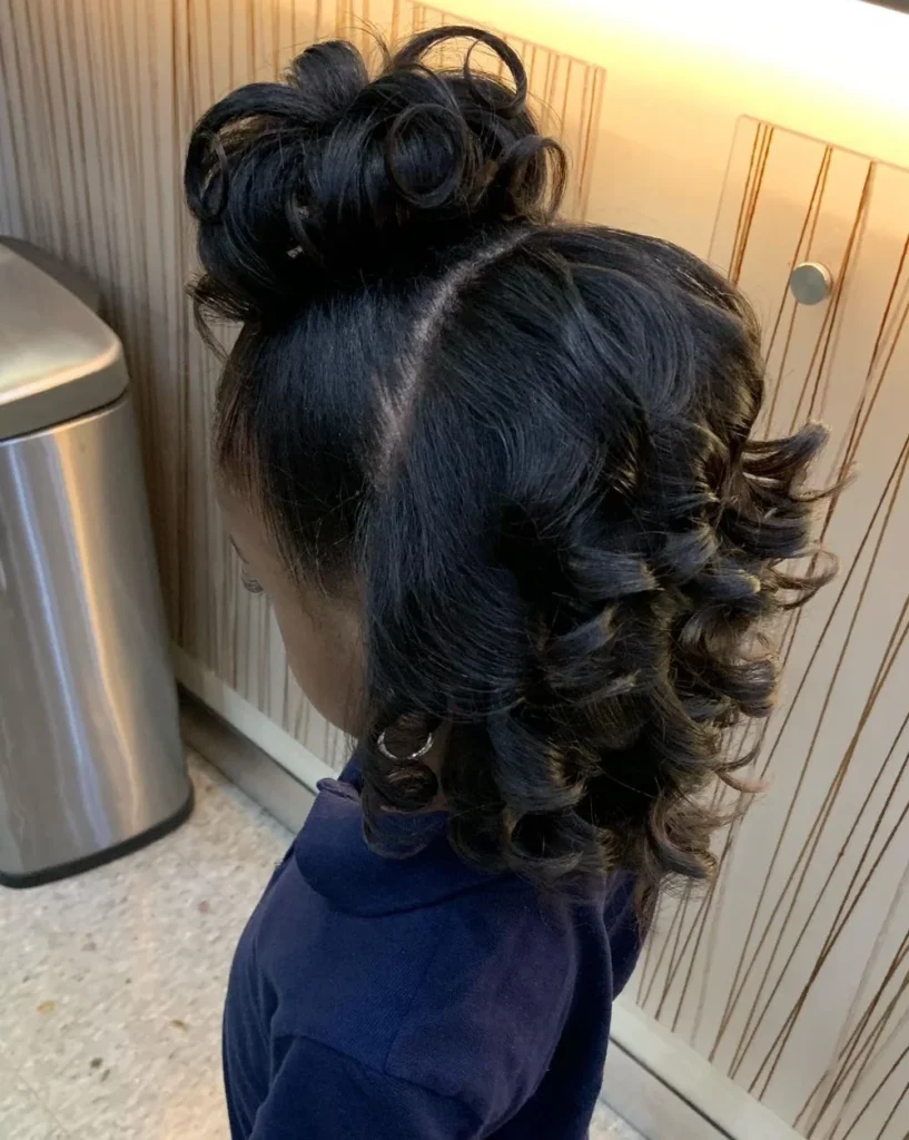 High Bun with Cascading Curls