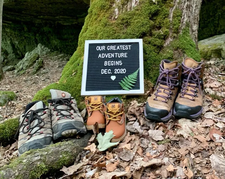 Hiking Boots Baby Announcement