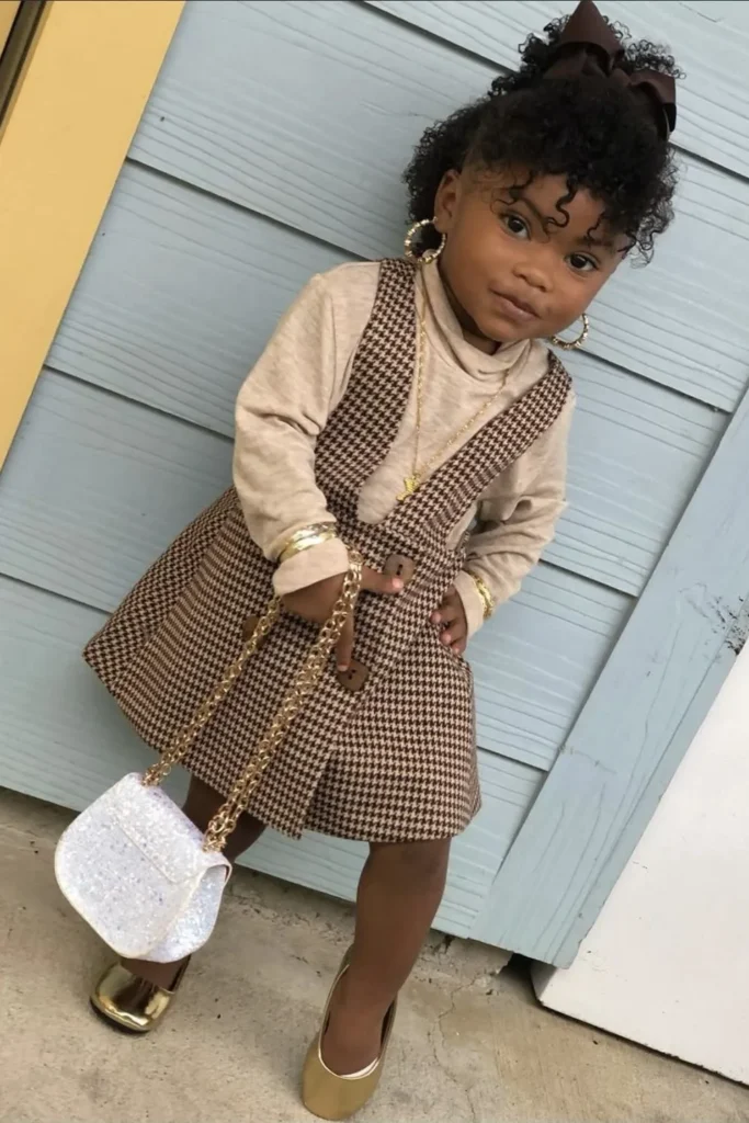 Houndstooth Suspender Dress with Turtleneck