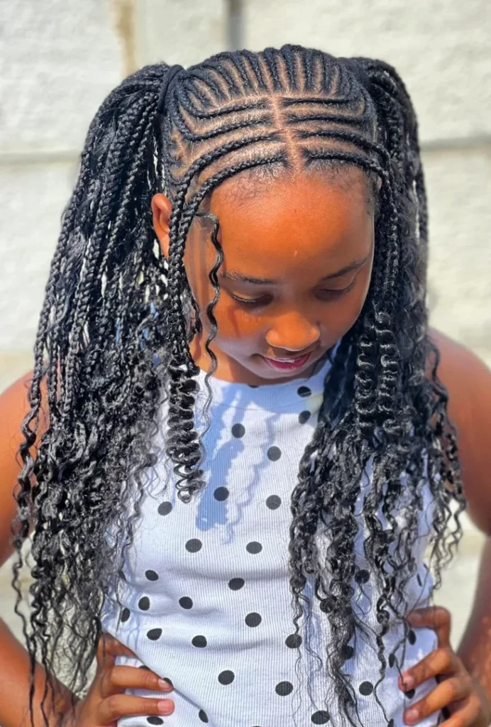 Intricate Cornrow Pattern with High Ponytail