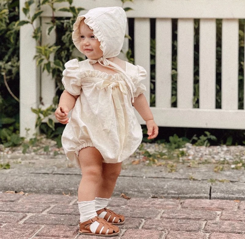 Ivory Sunsuit and Bonnet