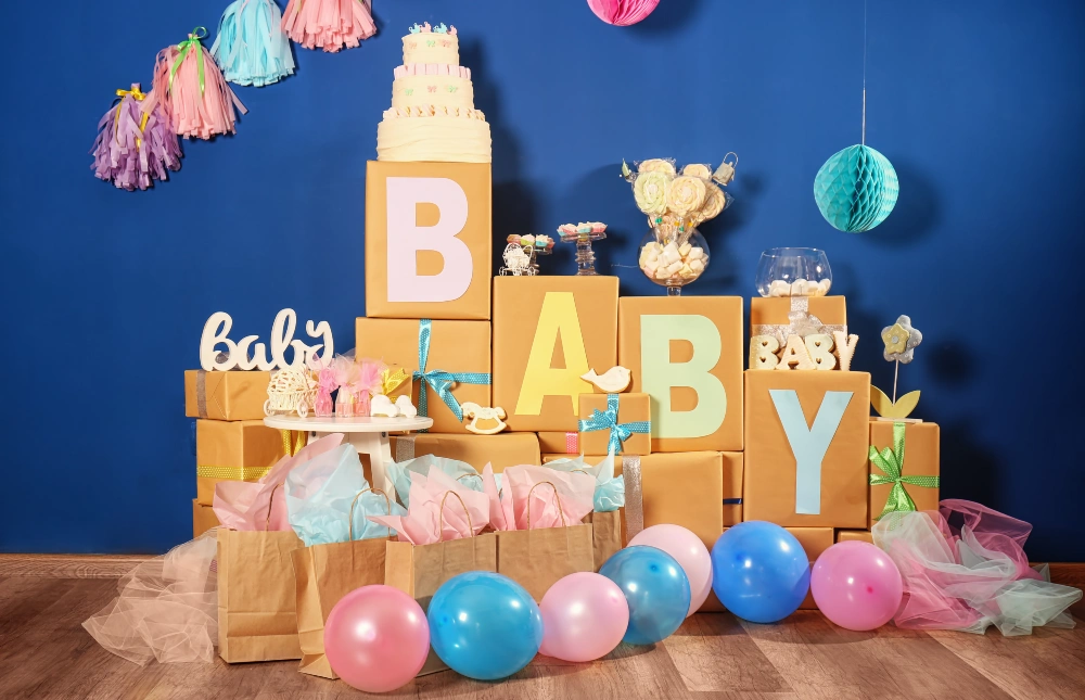 Kraft Paper Baby Blocks Dessert Table Backdrop