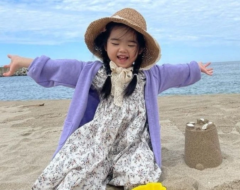 Layered Floral Dress with Purple Cardigan