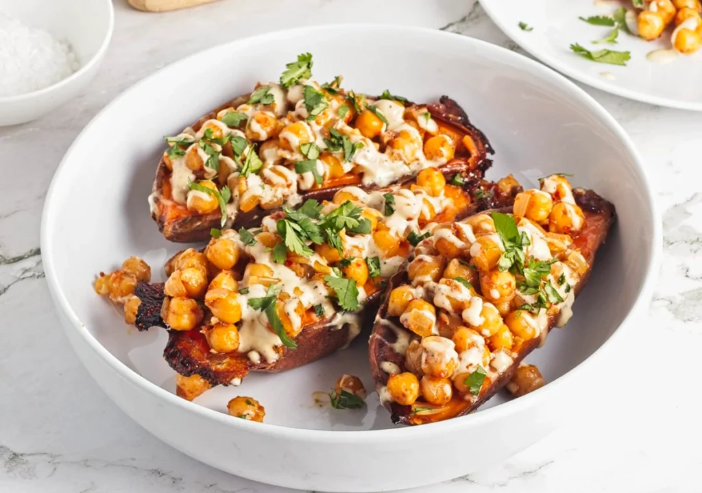 Loaded Sweet Potatoes with Chickpeas