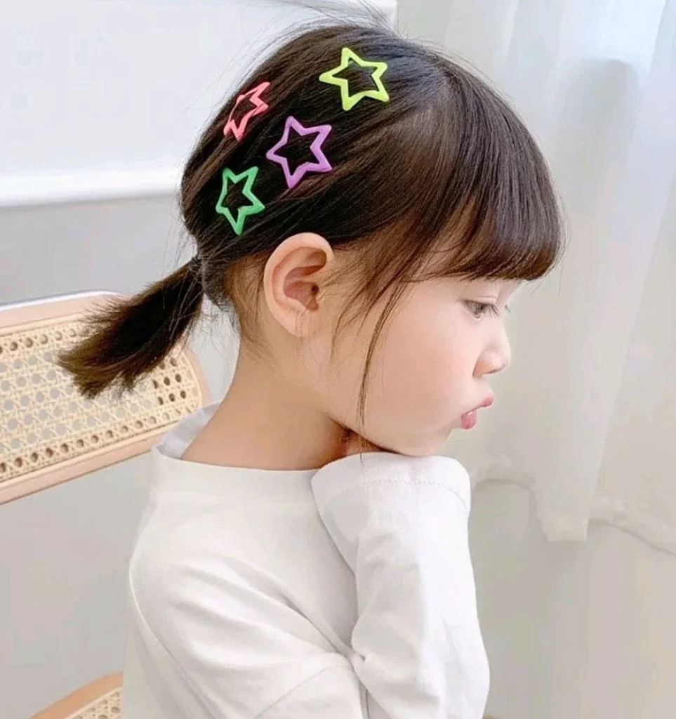 Low Ponytail with Colorful Star Clips