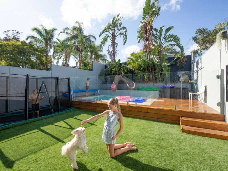 Luxury Backyard with Swimming Pool, Trampoline