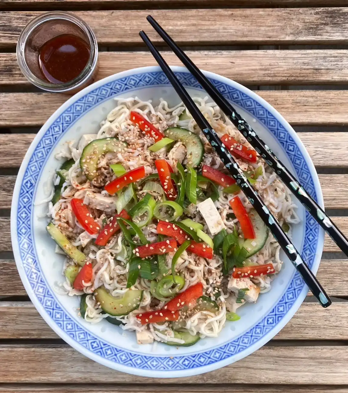 Mackerel and Cucumber Noodle Bowl
