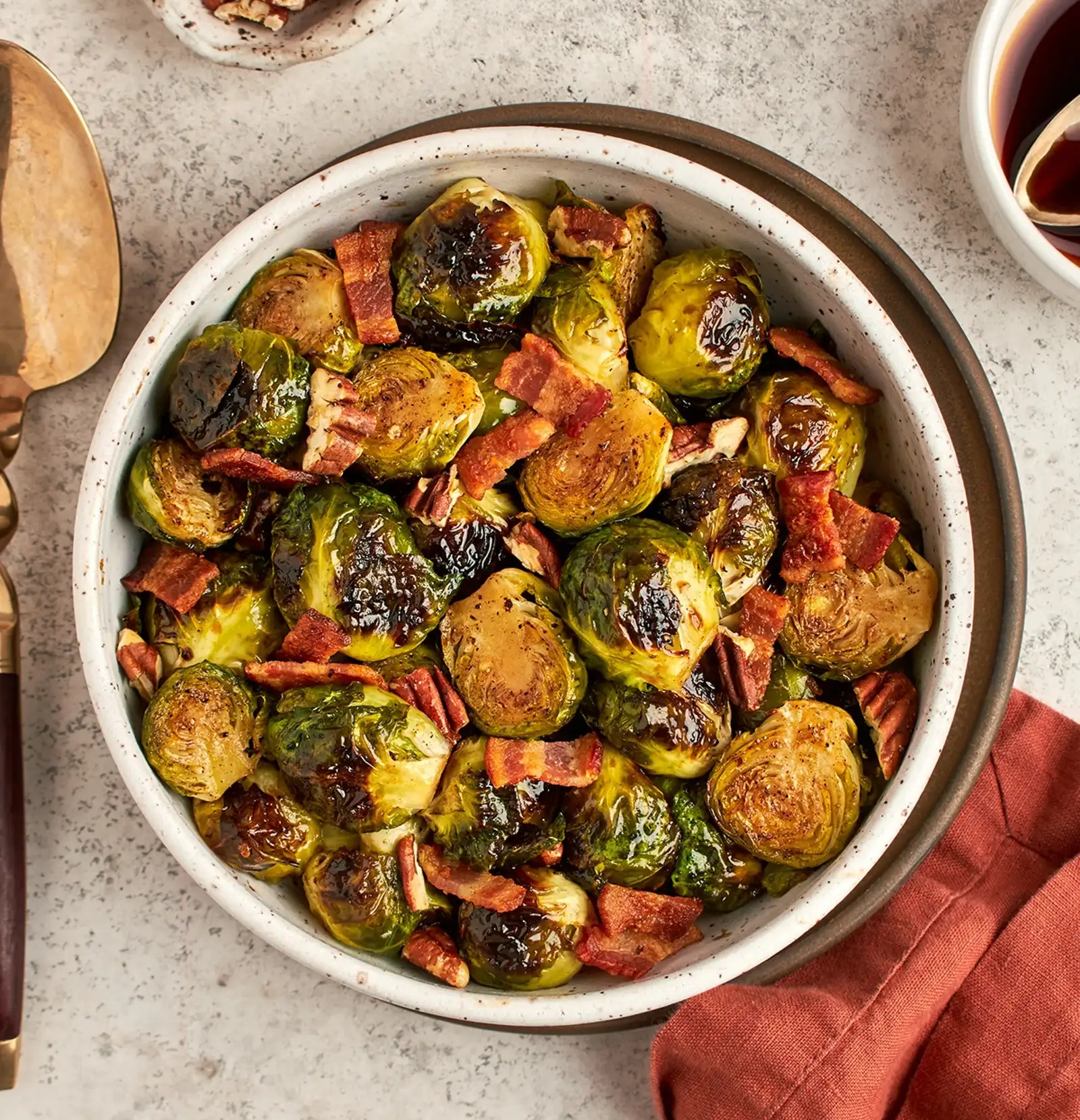 Maple Roasted Brussels Sprouts with Pecans