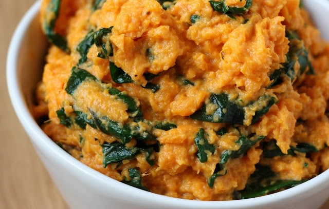 Mashed Sweet Potato with Spinach