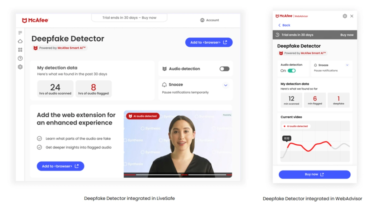 McAfee Deepfake Detector Runs Automatically
