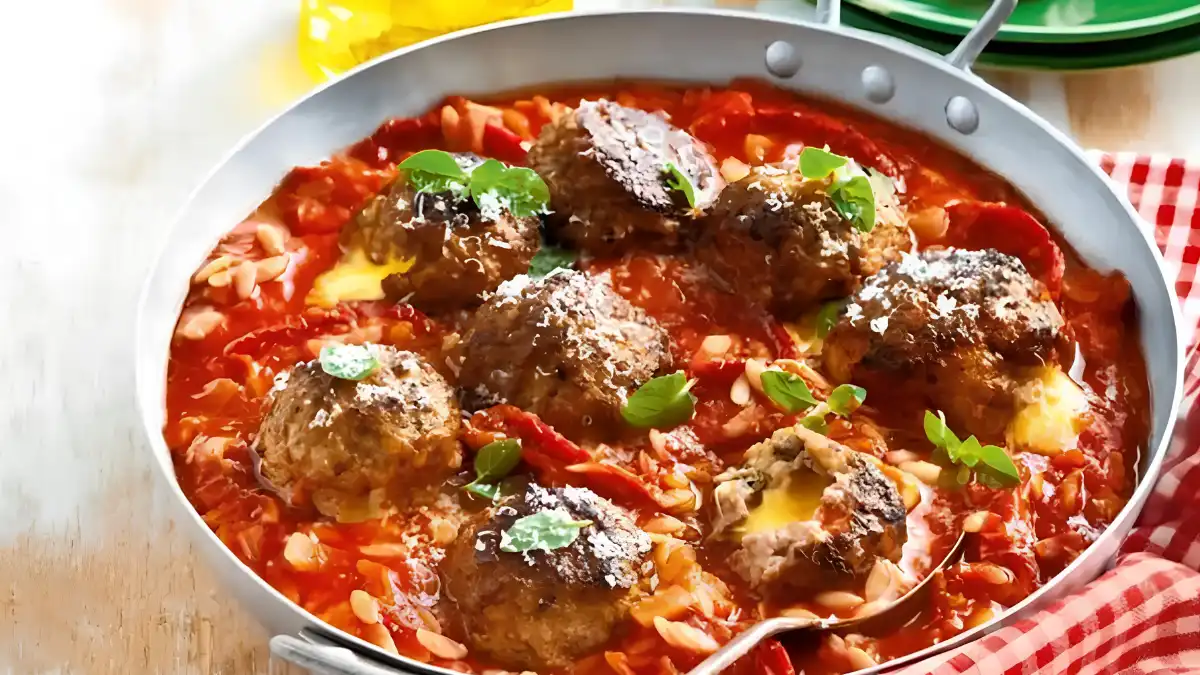 Meatball Mozzarella Pasta Bake