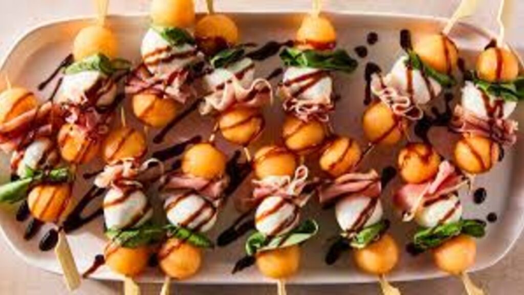 Melon Prosciutto Mozzarella Skewers