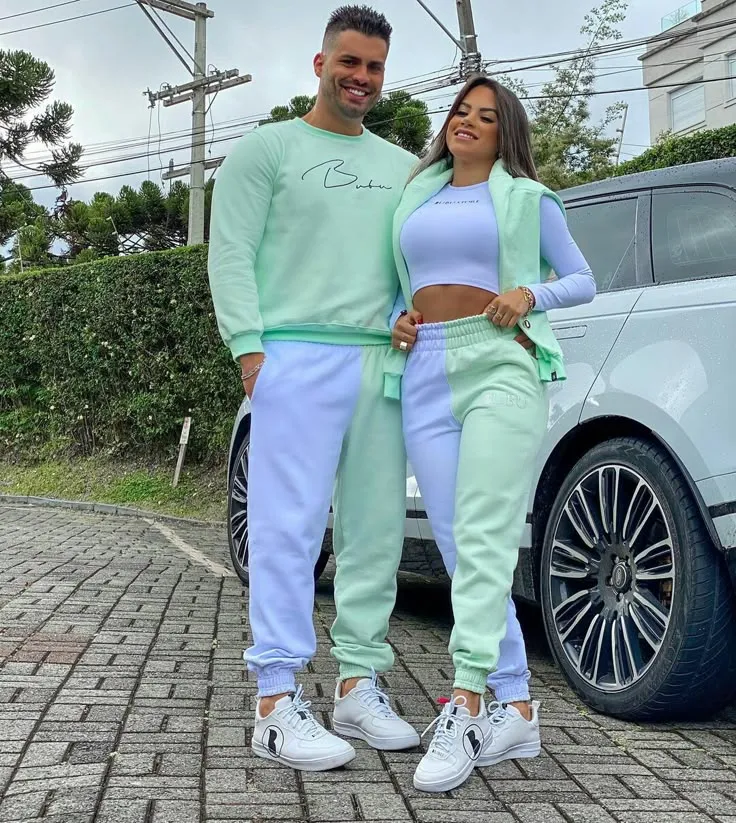 Mint and White Split Leg Joggers