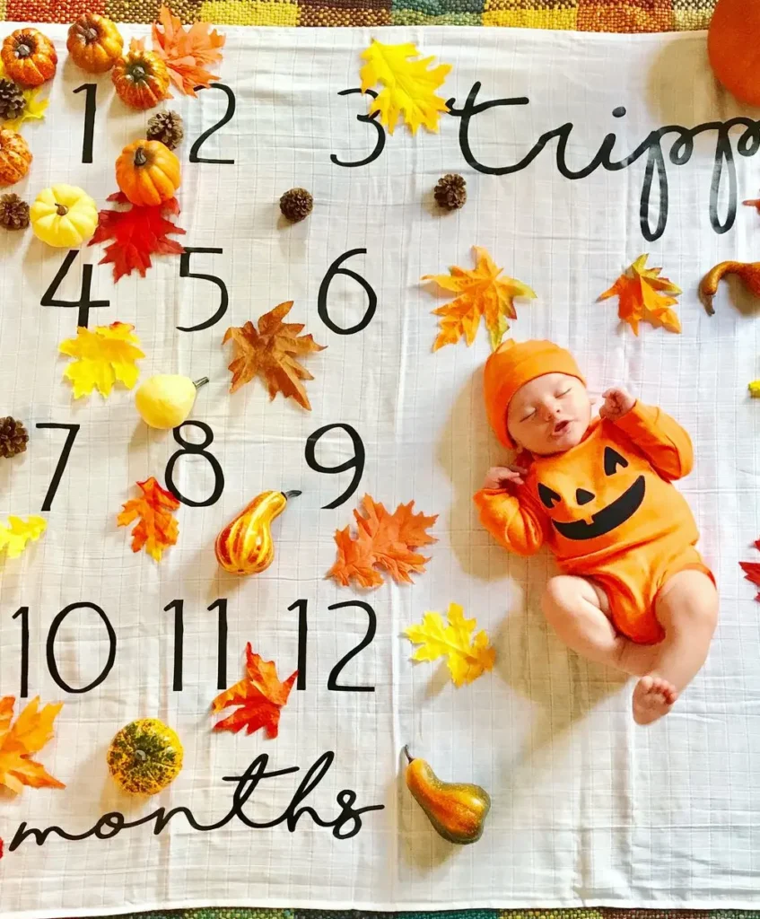Monthly Milestone Pumpkin Tracker Blanket