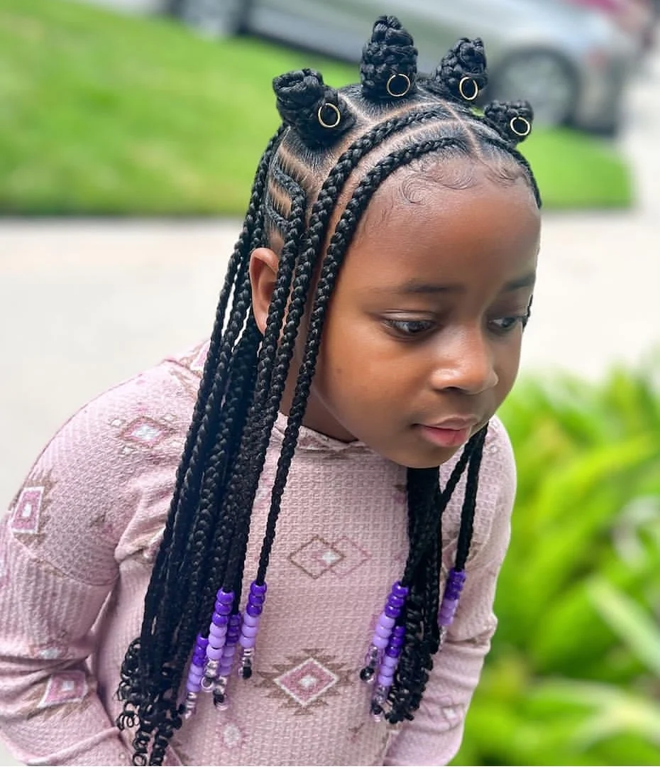 Multiple Mini Buns with Braids