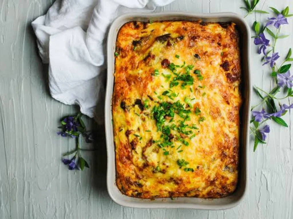 Mushroom and Swiss Egg Bake