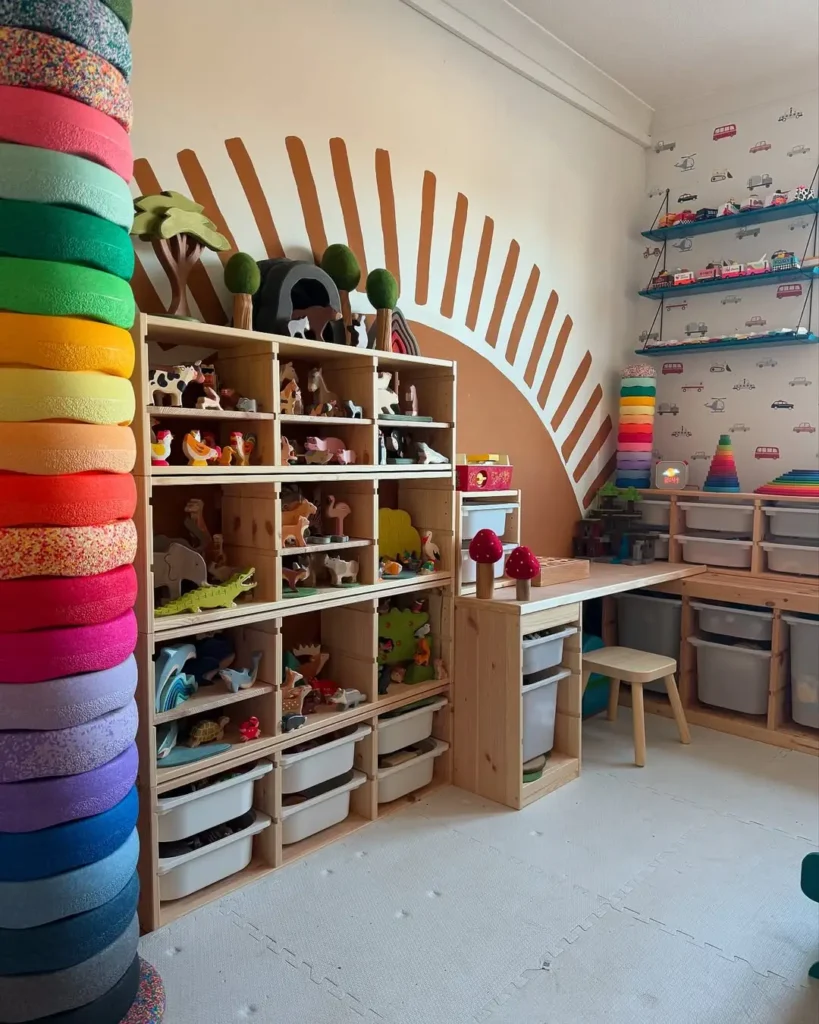 Natural Pine Trofast Desk and Shelving