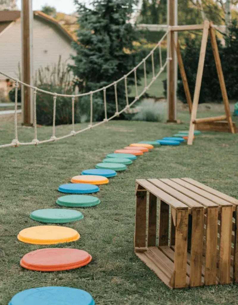 Stepping Discs With Rope Bridge