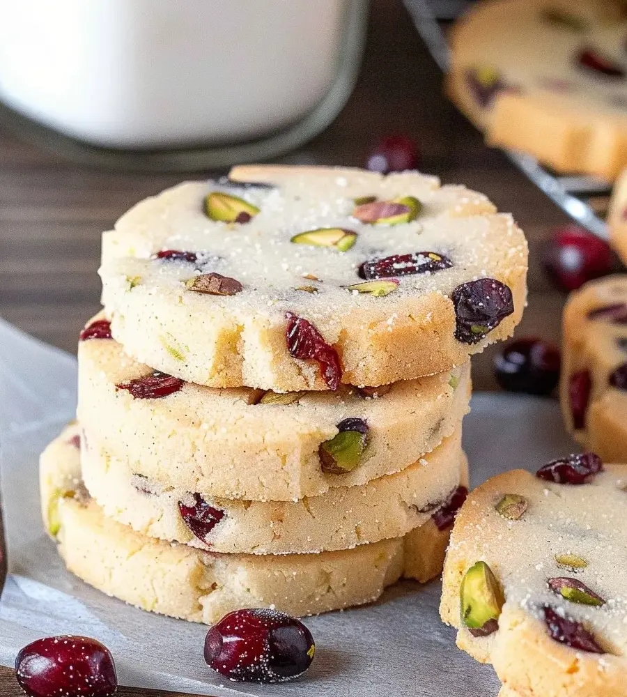 Orange Cranberry, Pistachio, and Cardamom White Chocolate Slice and Bake Cookies