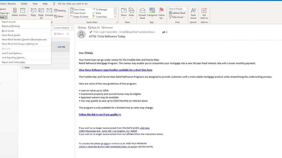 Outlook Has Strong Phishing Protection Too