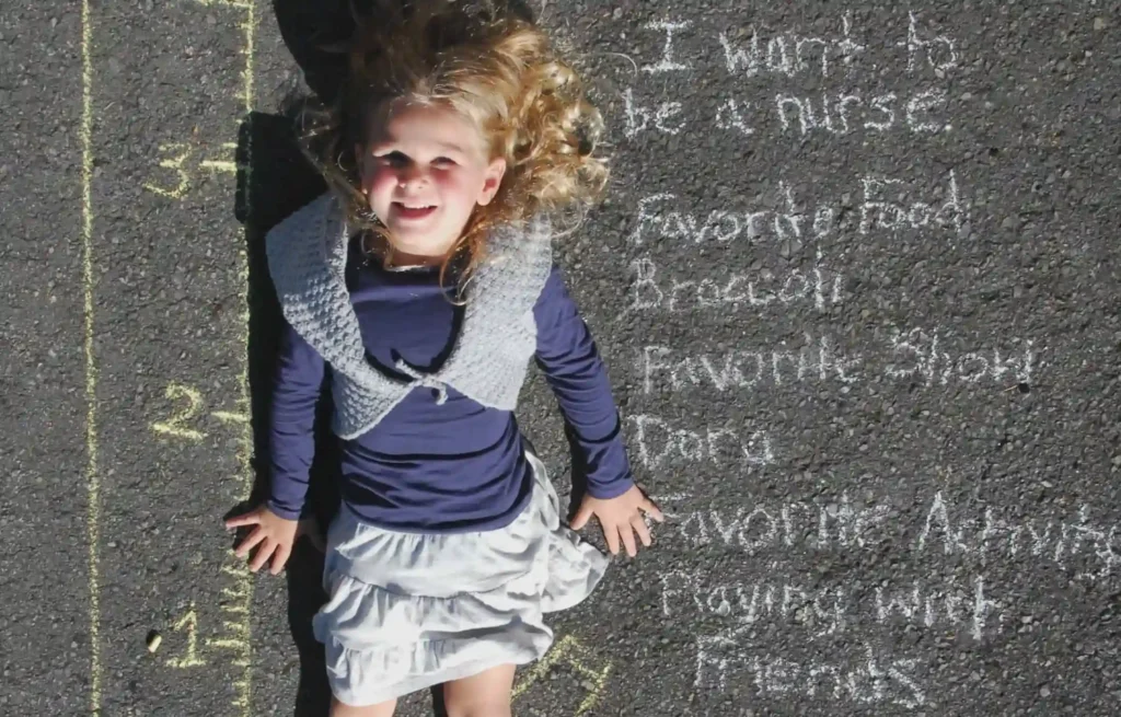 Overhead First Day Chalk Art with Student Facts