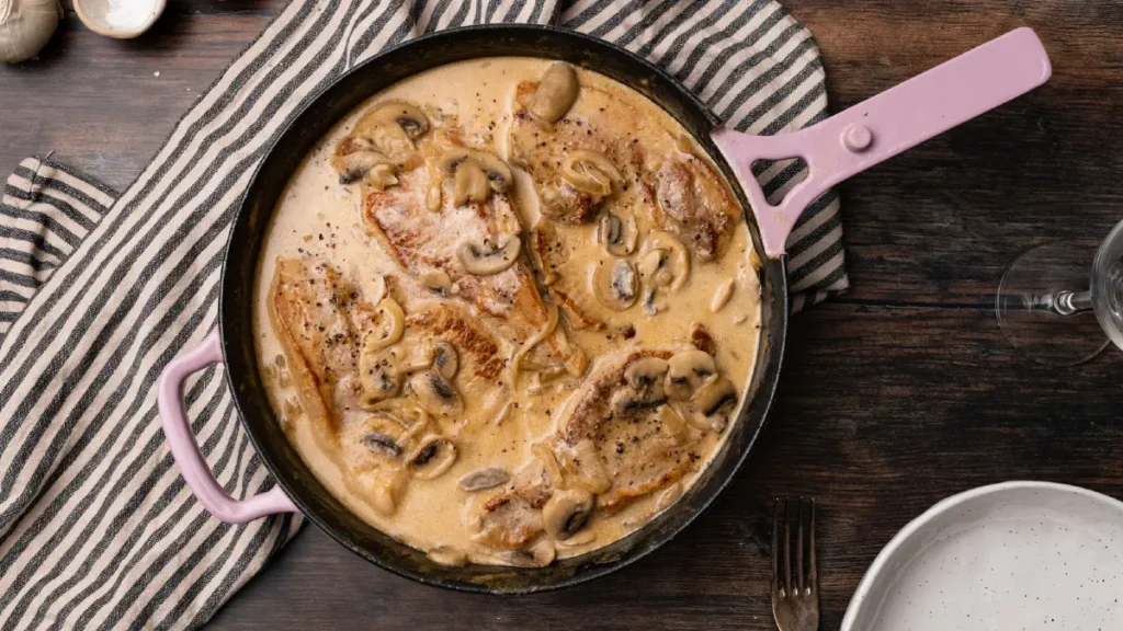 Pan Seared Pork Chops with Mushroom Sauce