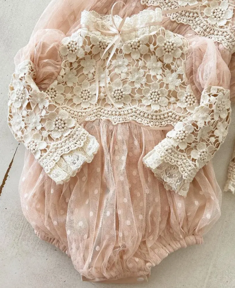 Peach Tulle Victorian Romper