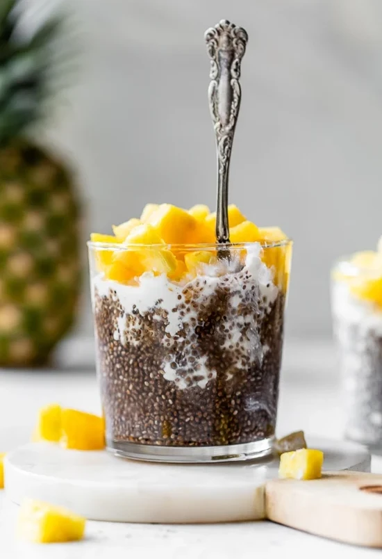 Cottage Cheese with Pineapple and Chia Seeds