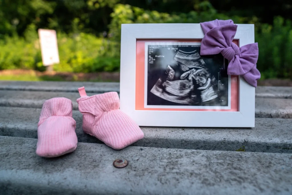 Pink Booties Sonogram Bench