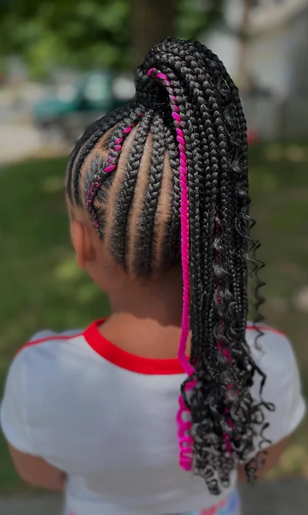 Pink-Streaked High Ponytail