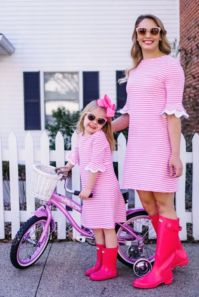 Pink Striped Dress Combo