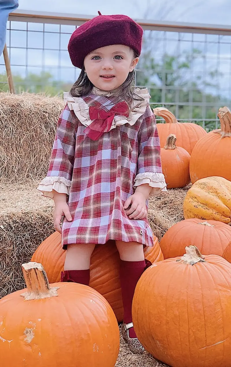 Plaid Dress with French Beret