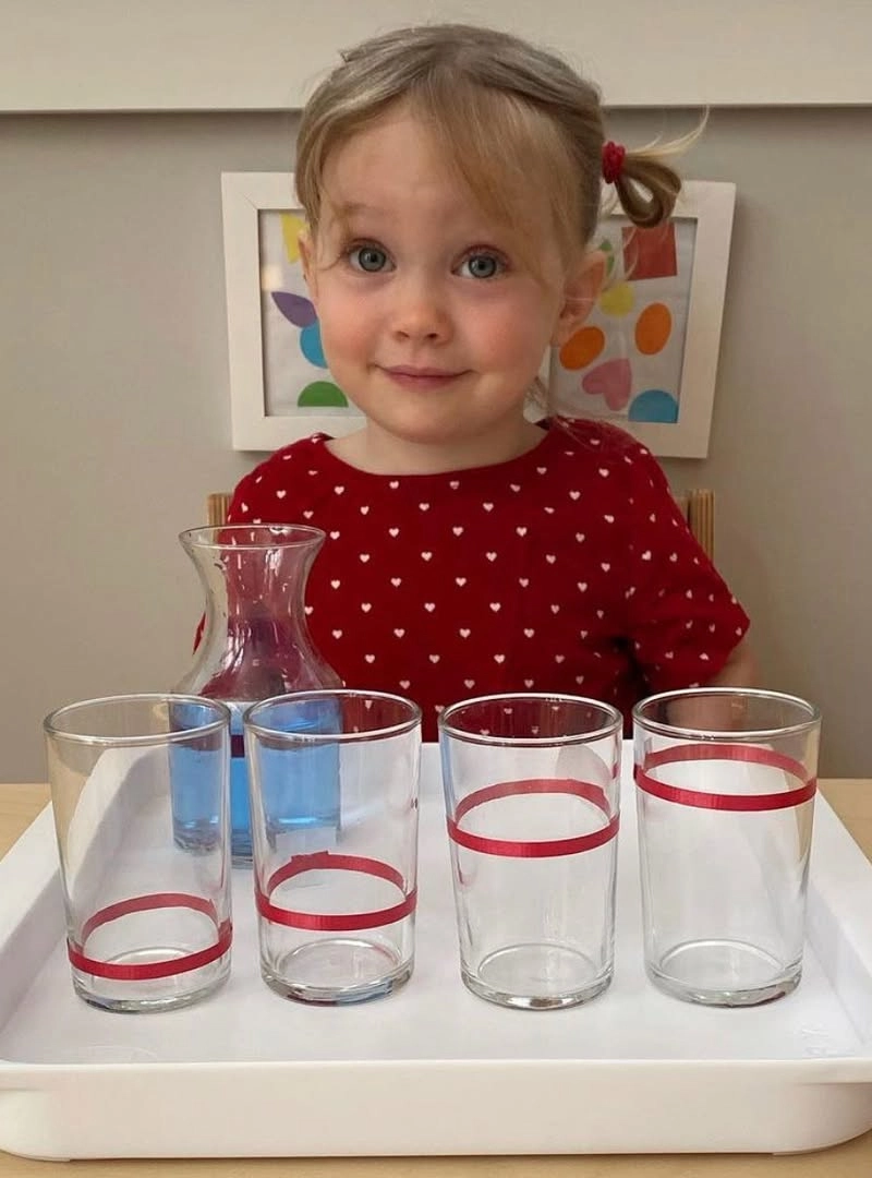 Pouring Practice with Colorful Glasses